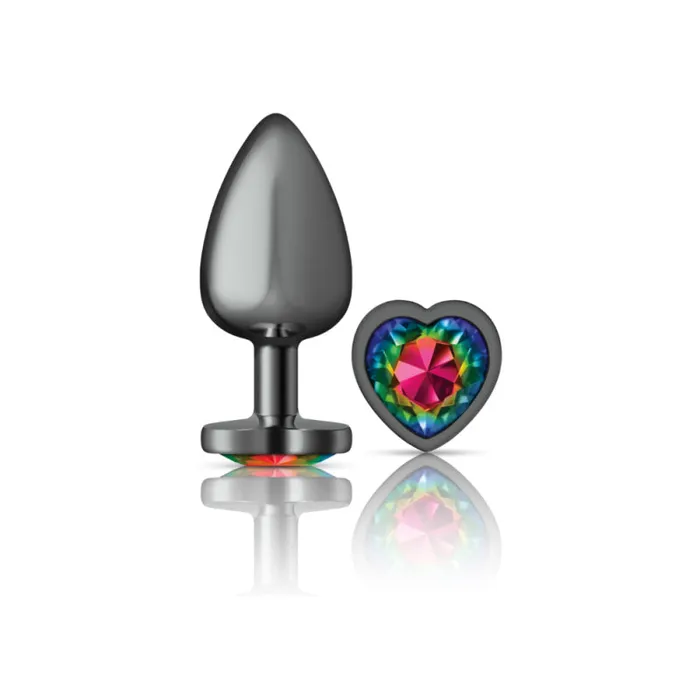 Cheeky Charms - Gunmetal Metal Butt Plug - Heart - Rainbow - Large | Viben Anal Cheeky Charms - Gunmetal Metal Butt Plug - Heart - Rainbow - Large | Viben Anal