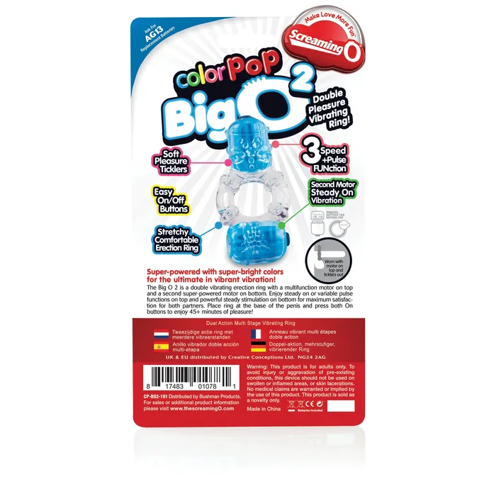 Vibrators Screaming O Colorpop Big O 2 Blue Each