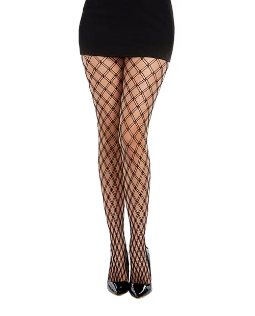 Dreamgirl Anal Double Fence Net Pantyhose Black OS