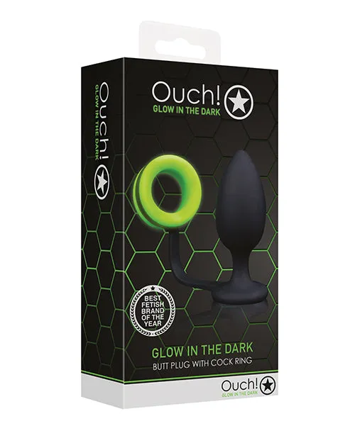 Shots Ouch Butt Plug Wcock Ring Glow In The Dark Shots Male Sex Toys