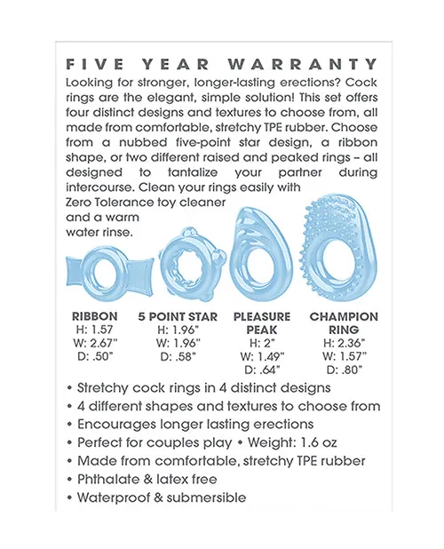 Zero Tolerance Ring A Ding Ding Set Of 4 Cock Rings Evolved Male Sex Toys