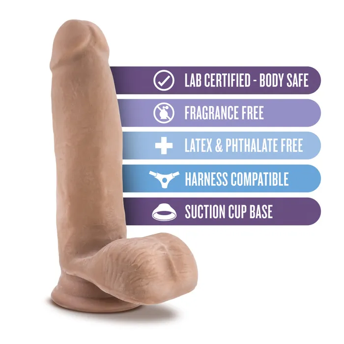 Blush Dildos Au Naturel By Blush Realistic Latin 7Inch Long Dildo With Balls Suction Cup Base