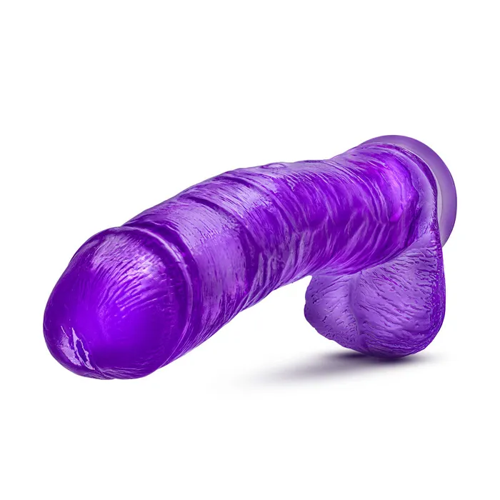Blush Dildos B Yours Plus By Blush Hefty N Hung Purple 14Inch Long Dildo With Balls Suction Cup Base