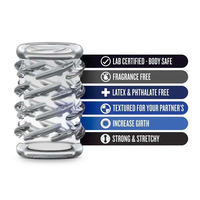 Blush Male Sex Toys Stay Hard By Blush Clear Soft Ridged Spiraled 06 Penis Sleeve