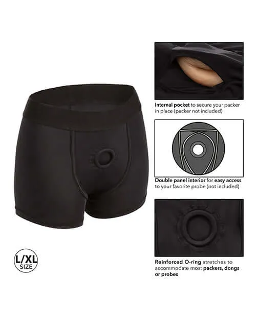 Female Sex Toys California Exotic Novelties Boundless Boxer Brief Harness LXL Comfortable and Supportive Harness for Ultimate Pleasure