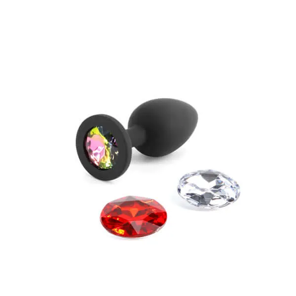 Glams Xchange Round Small Butt Plug Premium Silicone with Interchangeable Gem Stones NS Novelties Anal