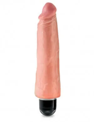 King Cock 8 inches Vibrating Stiffy Beige Vibrator Sleeve Real Deal RD Pipedream Products Dildos