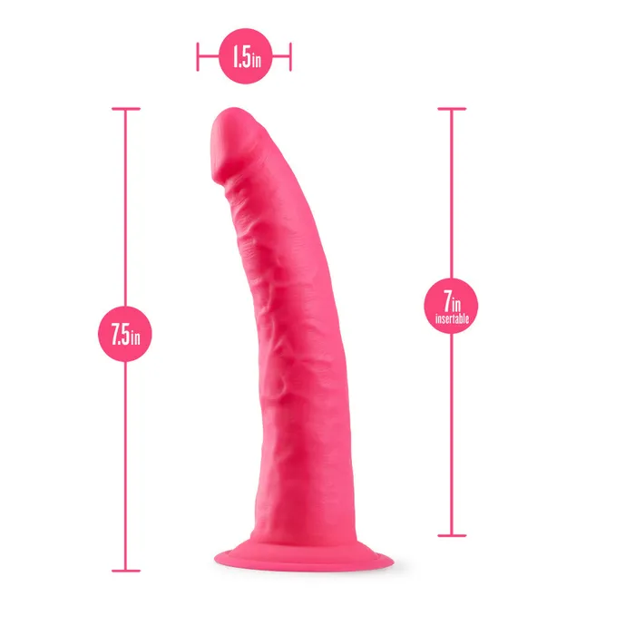 Neo Elite By Blush Neon Pink 75Inch Long Dildo Made with Purio Silicone SensaFeel Dual Density Realistic Technology Blush Dildos