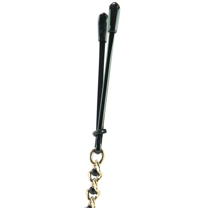 Spartacus Anal Black Tweezer Nipple Clamps with Beaded Chain Spartacus Anal Black Tweezer Nipple Clamps with Beaded Chain