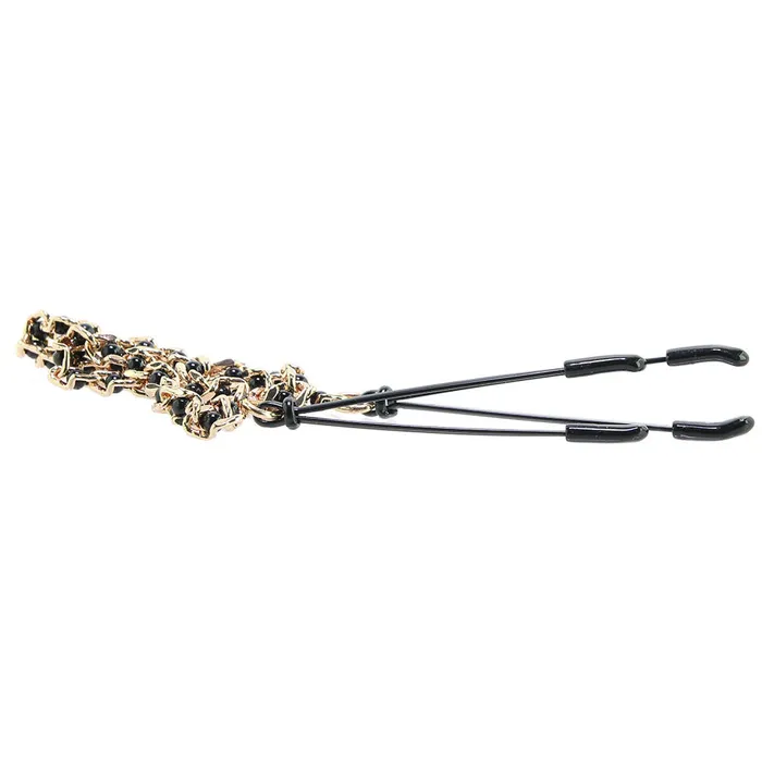 Spartacus Anal Black Tweezer Nipple Clamps with Beaded Chain Spartacus Anal Black Tweezer Nipple Clamps with Beaded Chain