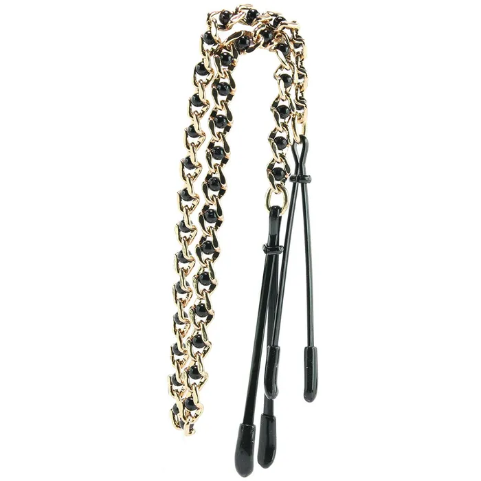 Spartacus Anal Black Tweezer Nipple Clamps with Beaded Chain Spartacus Anal Black Tweezer Nipple Clamps with Beaded Chain