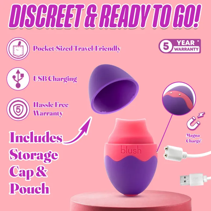 Vibrators Blush Aria By Blush Flutter Tongue 7Function Flicking Tongue Clitoris Stimulator Made From Satin Smooth PlatinumCured Silicone
