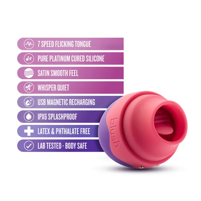 Vibrators Blush Aria By Blush Flutter Tongue 7Function Flicking Tongue Clitoris Stimulator Made From Satin Smooth PlatinumCured Silicone
