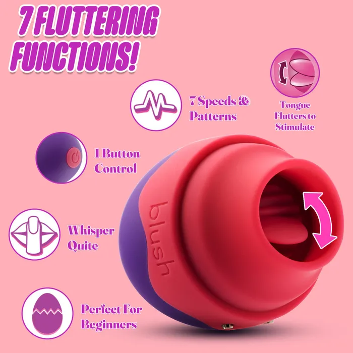 Vibrators Blush Aria By Blush Flutter Tongue 7Function Flicking Tongue Clitoris Stimulator Made From Satin Smooth PlatinumCured Silicone