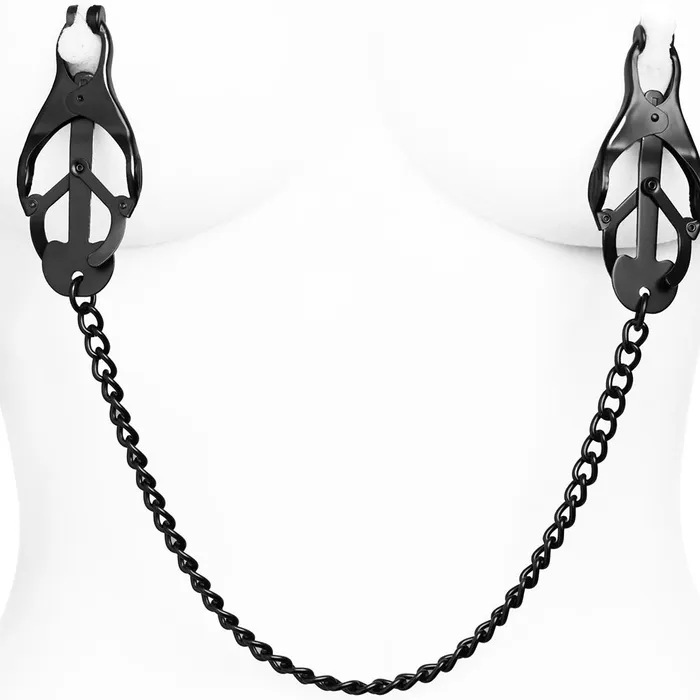 XR Brands Male Sex Toys Master Series Monarch Noir Chained Clover Clamps