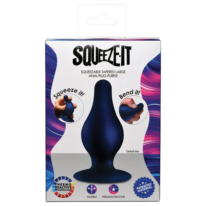XR Brands Male Sex Toys SqueezeIt Squeezeable Tapered Anal Plug LargeBlue