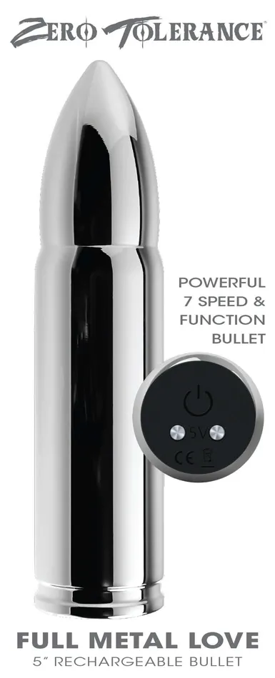 Zero Tolerance Full Metal Love 5 inches Vibrating Bullet Evolved Novelties Anal